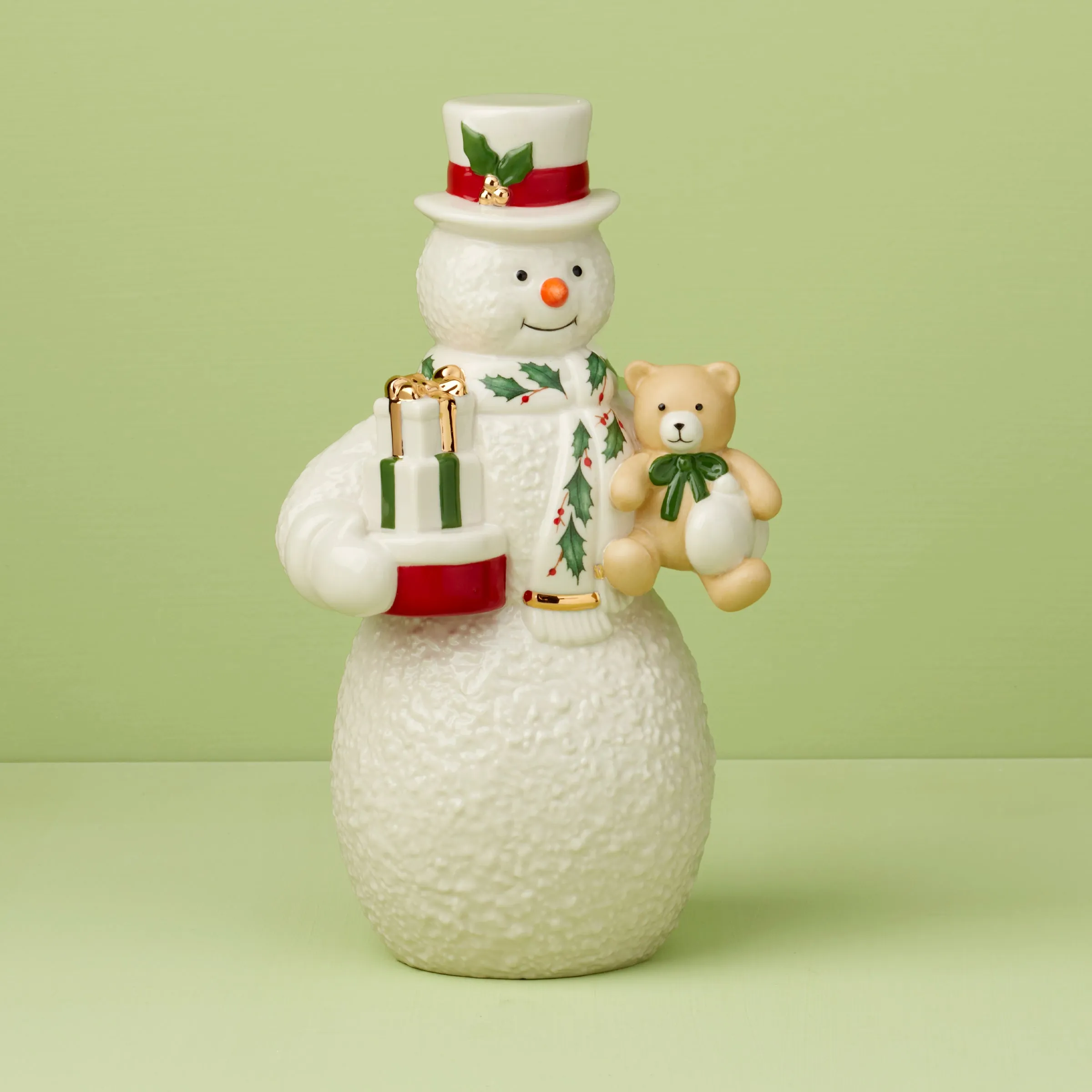 2024 Snowman With Teddy Bear Figurine