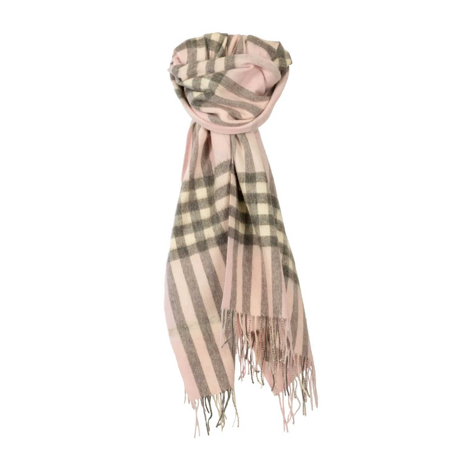 90/10 Tartan Cashmere Blanket Scarf  Chalk