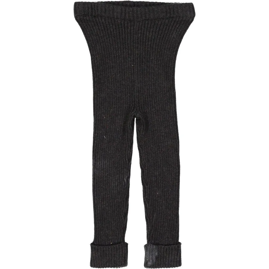 ANALOGIE BY LIL LEGS MARLED BLACK RIBBED KNIT LEGGINGS