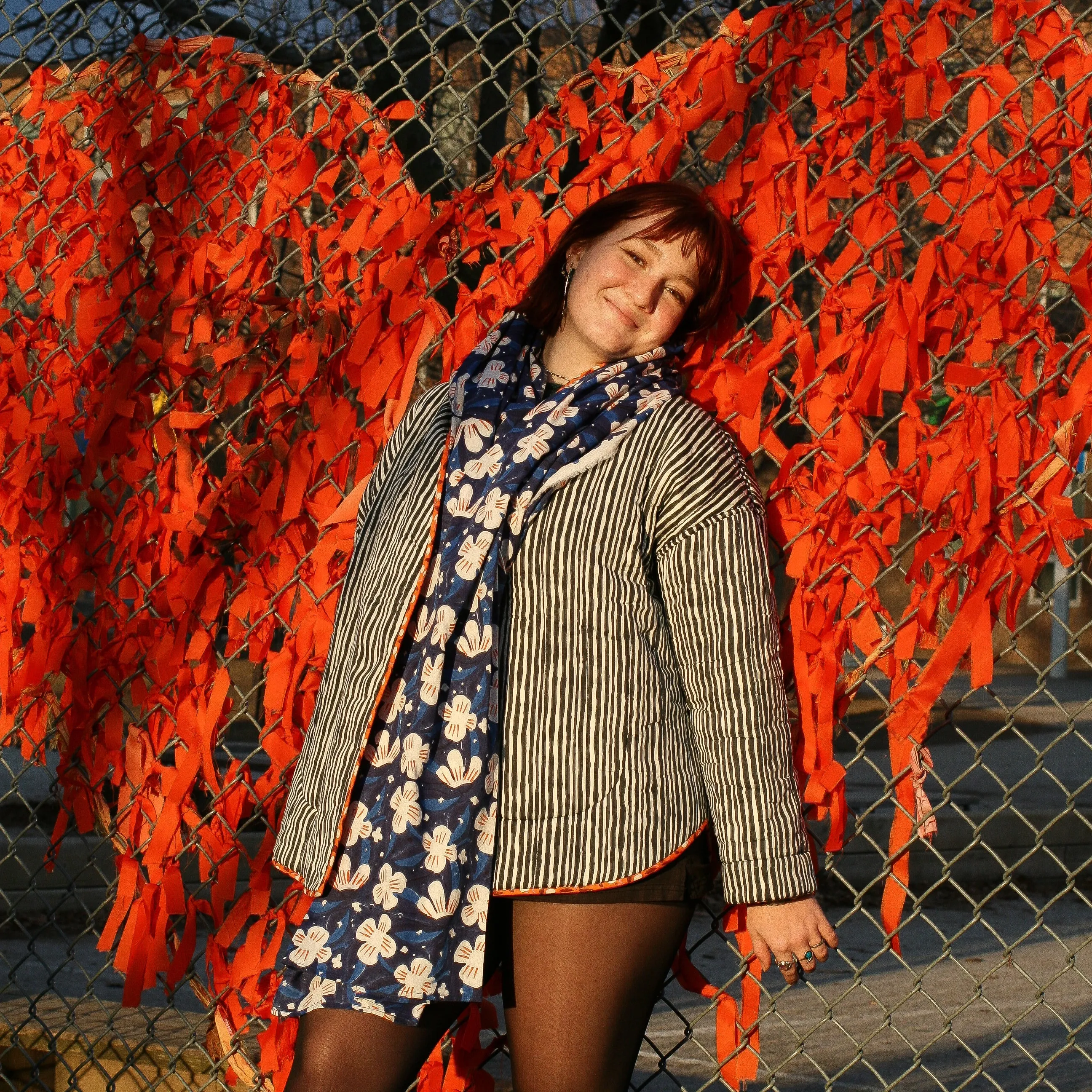 Anni Sarong with Tassels in Navy Snowdrop