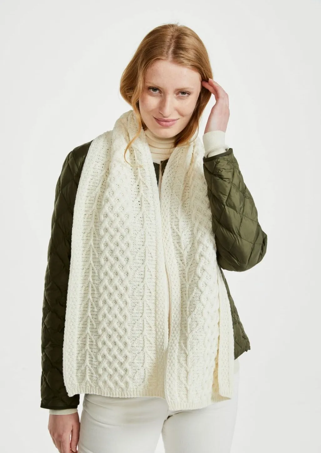 Aran Tree Of Life Scarf | Natural