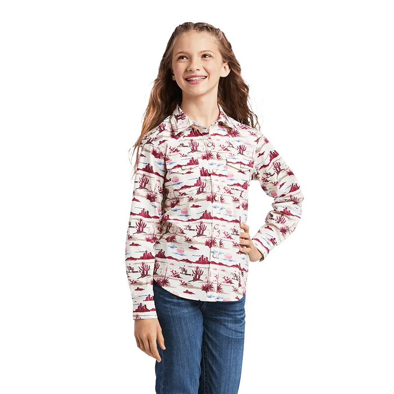 Ariat Girl's Real Yuma Landscape Print Snap Shirt