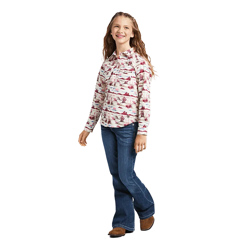 Ariat Girl's Real Yuma Landscape Print Snap Shirt