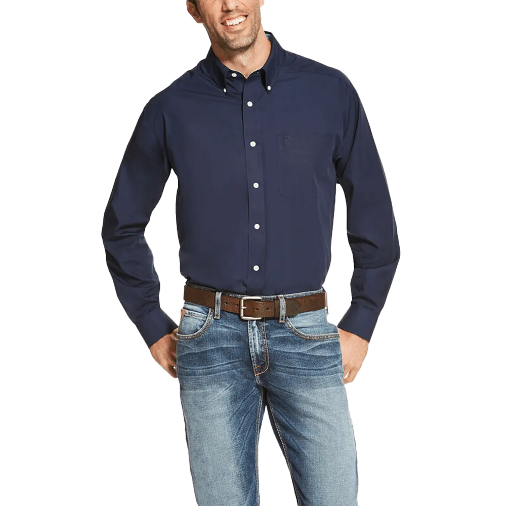 Ariat Wrinkle-Free Long Sleeve Navy Blue Shirt