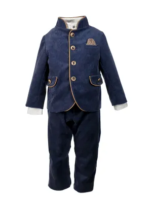 Baptism corduroy suit for boy - JOGGI Blue