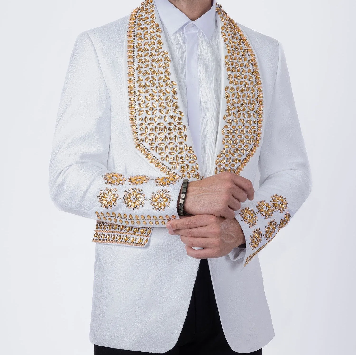 Barabas Elite White POSITIVE ARTISTIC Crystal Blazer