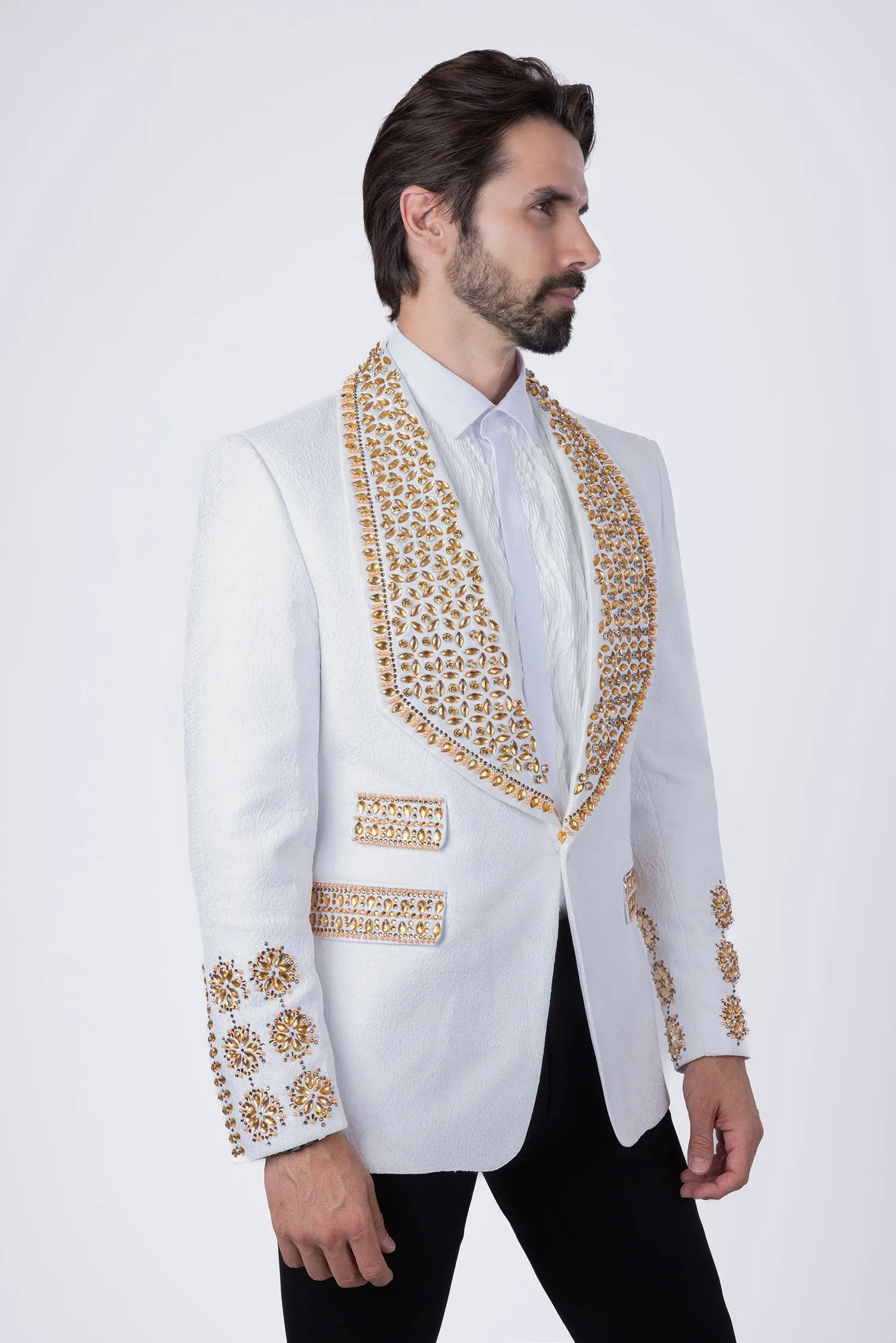 Barabas Elite White POSITIVE ARTISTIC Crystal Blazer