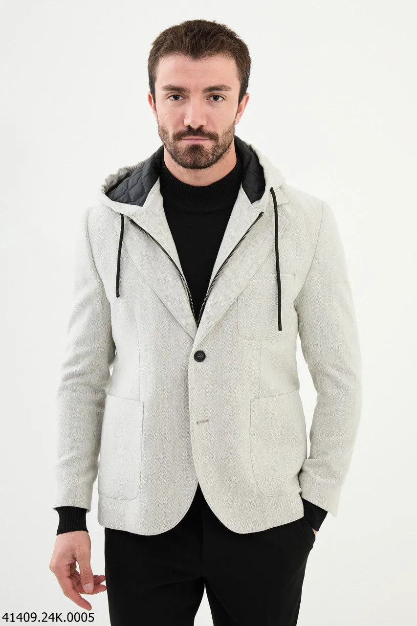 Bojoni Belmonte Slim Fit Beige Hood Blazer