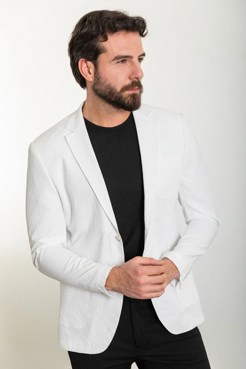 Bojoni Torretta Slim Fit White Basic Blazer