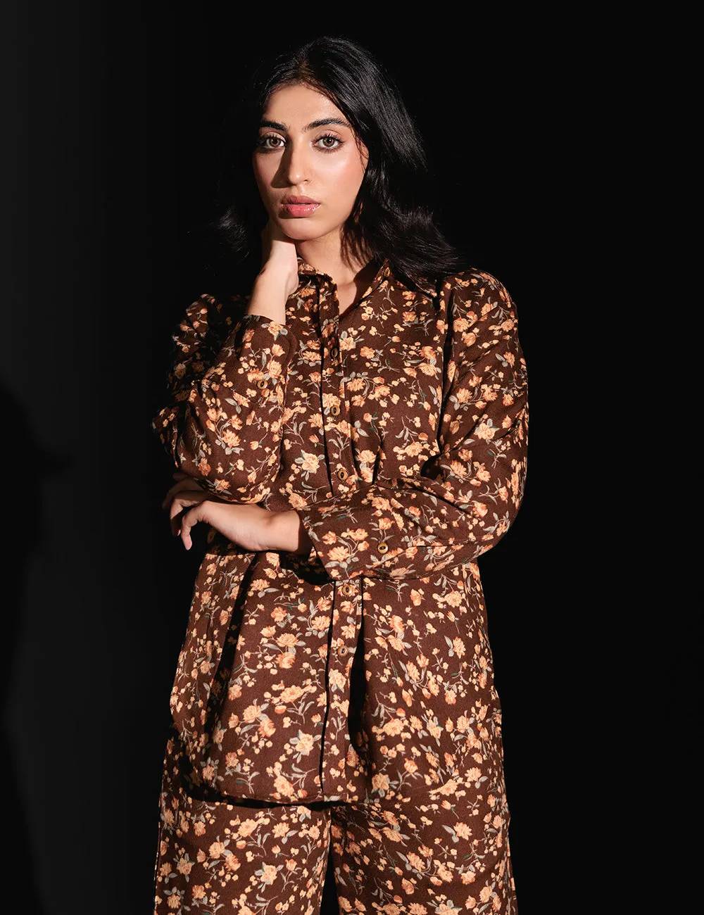 Brown Floral Printed Co-Ord Set