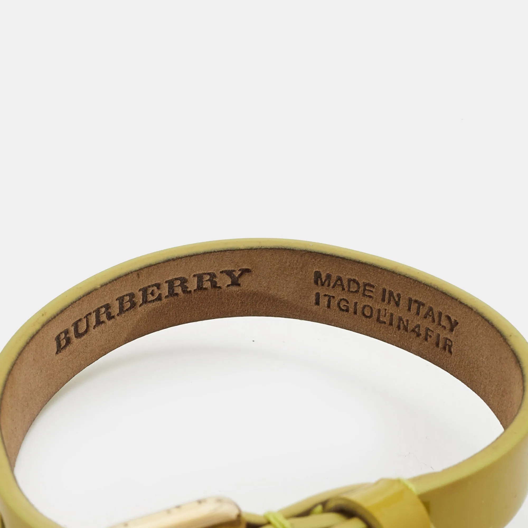 BURBERRY Leather Bee Charm Gold Tone Bracelet