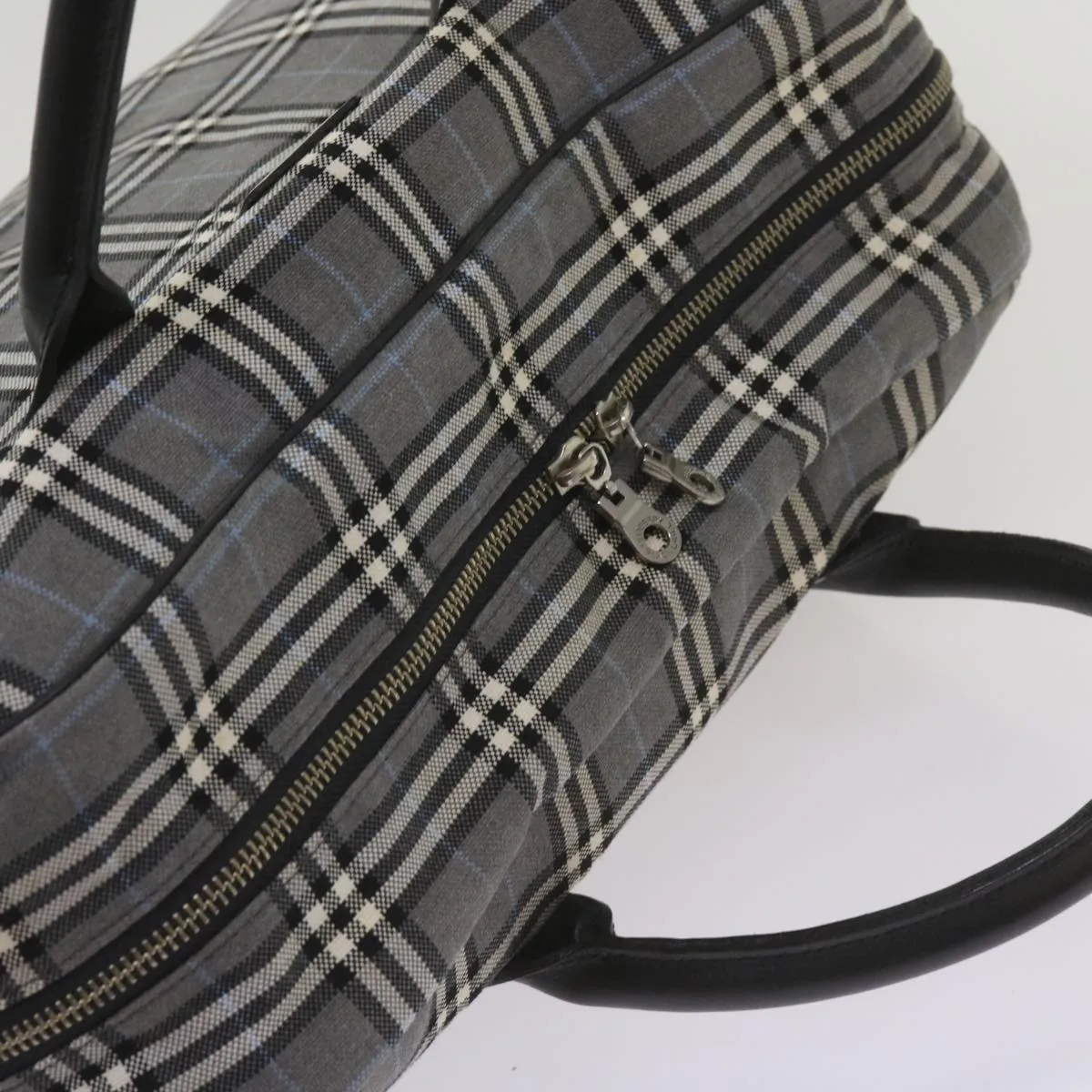 BURBERRY Nova Check Black label Hand Bag Canvas Gray  bs12382