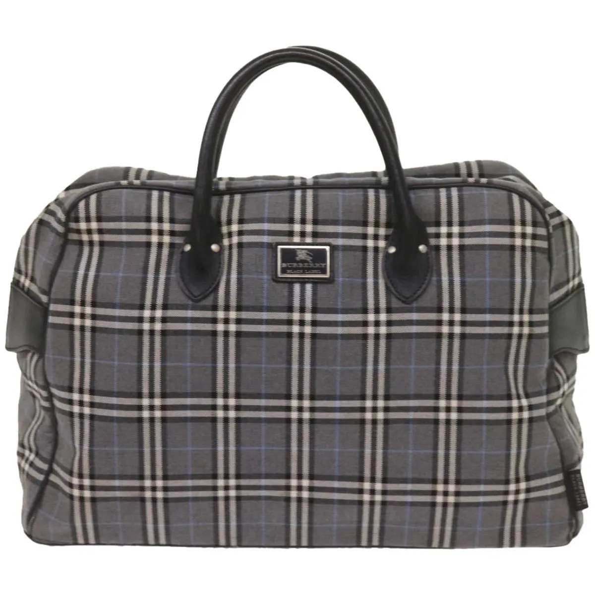 BURBERRY Nova Check Black label Hand Bag Canvas Gray  bs12382