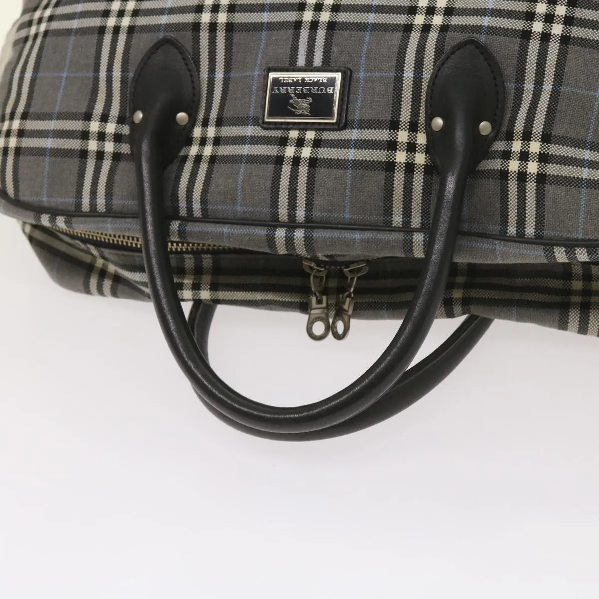 BURBERRY Nova Check Black label Hand Bag Canvas Gray  bs12382