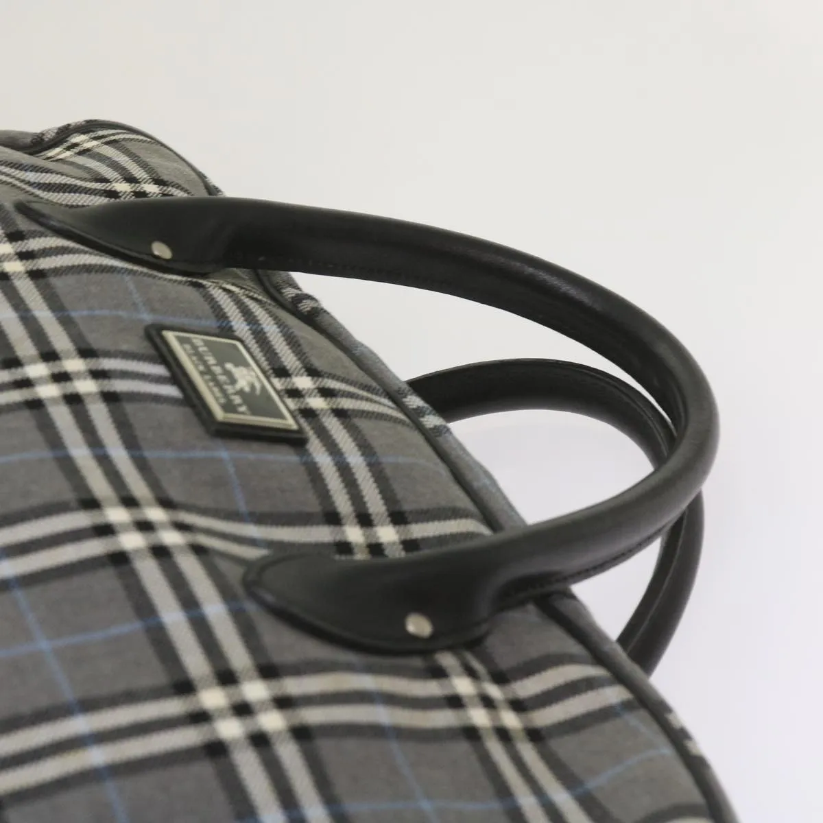 BURBERRY Nova Check Black label Hand Bag Canvas Gray  bs12382