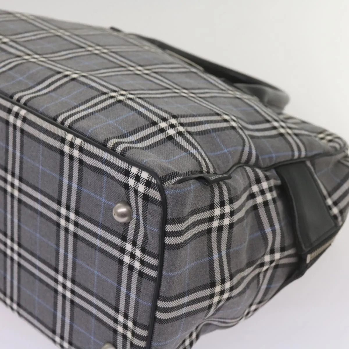 BURBERRY Nova Check Black label Hand Bag Canvas Gray  bs12382