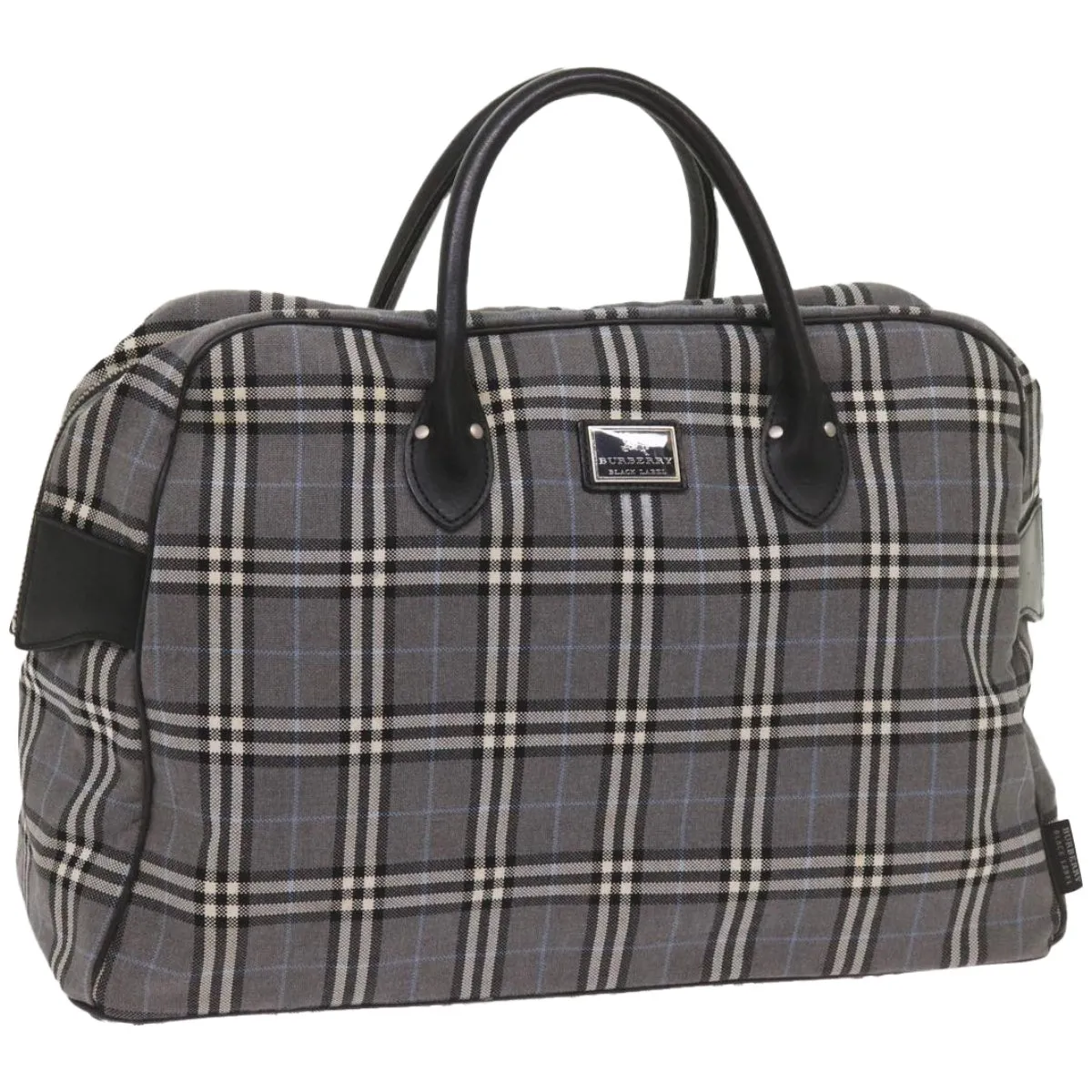 BURBERRY Nova Check Black label Hand Bag Canvas Gray  bs12382