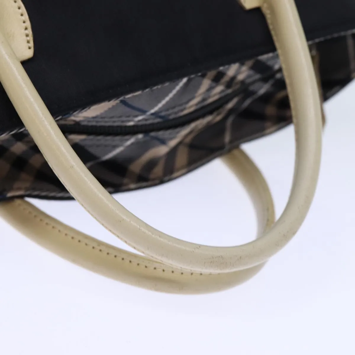 BURBERRY Nova Check Blue Label Hand Bag Nylon Black  cl836