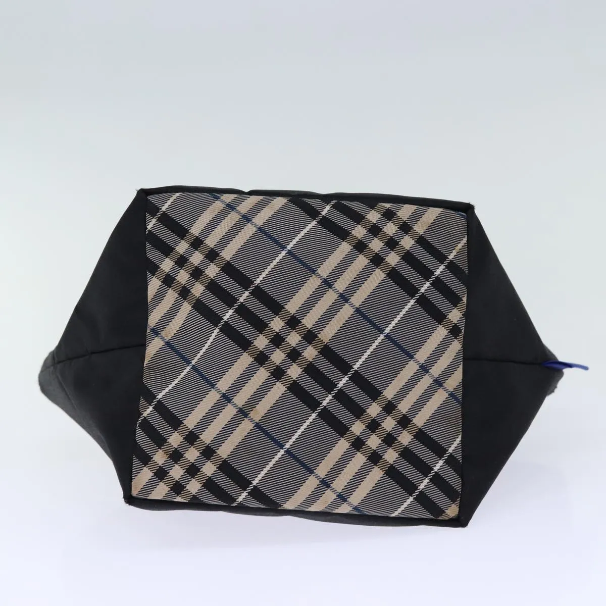 BURBERRY Nova Check Blue Label Hand Bag Nylon Black  cl836