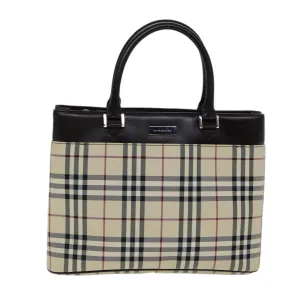 BURBERRY Nova Check Hand Bag Canvas Beige  ep4500