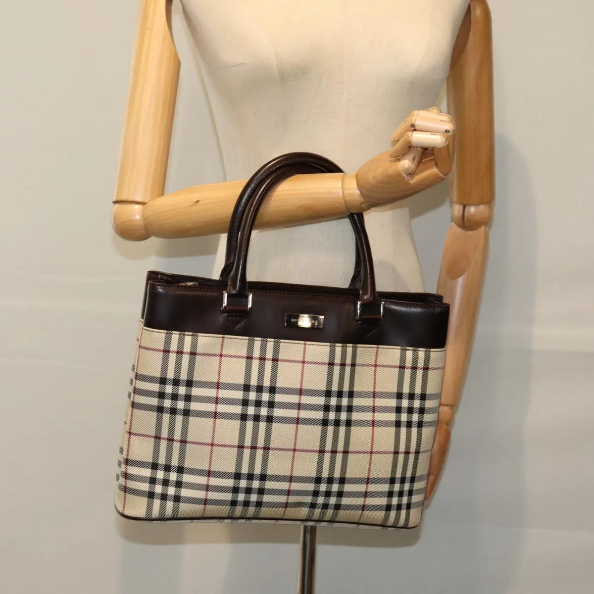 BURBERRY Nova Check Hand Bag Canvas Beige  ep4500