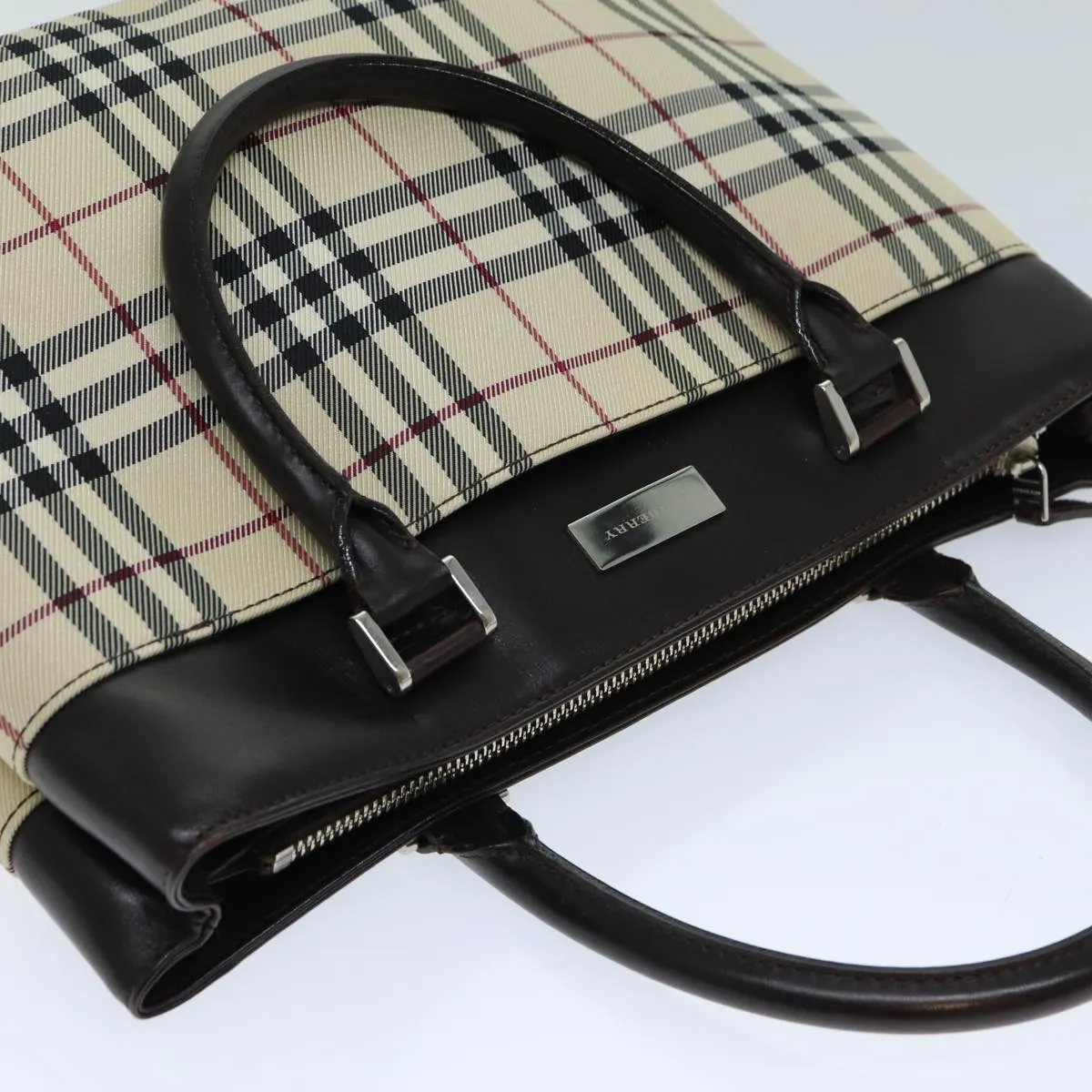 BURBERRY Nova Check Hand Bag Canvas Beige  ep4500