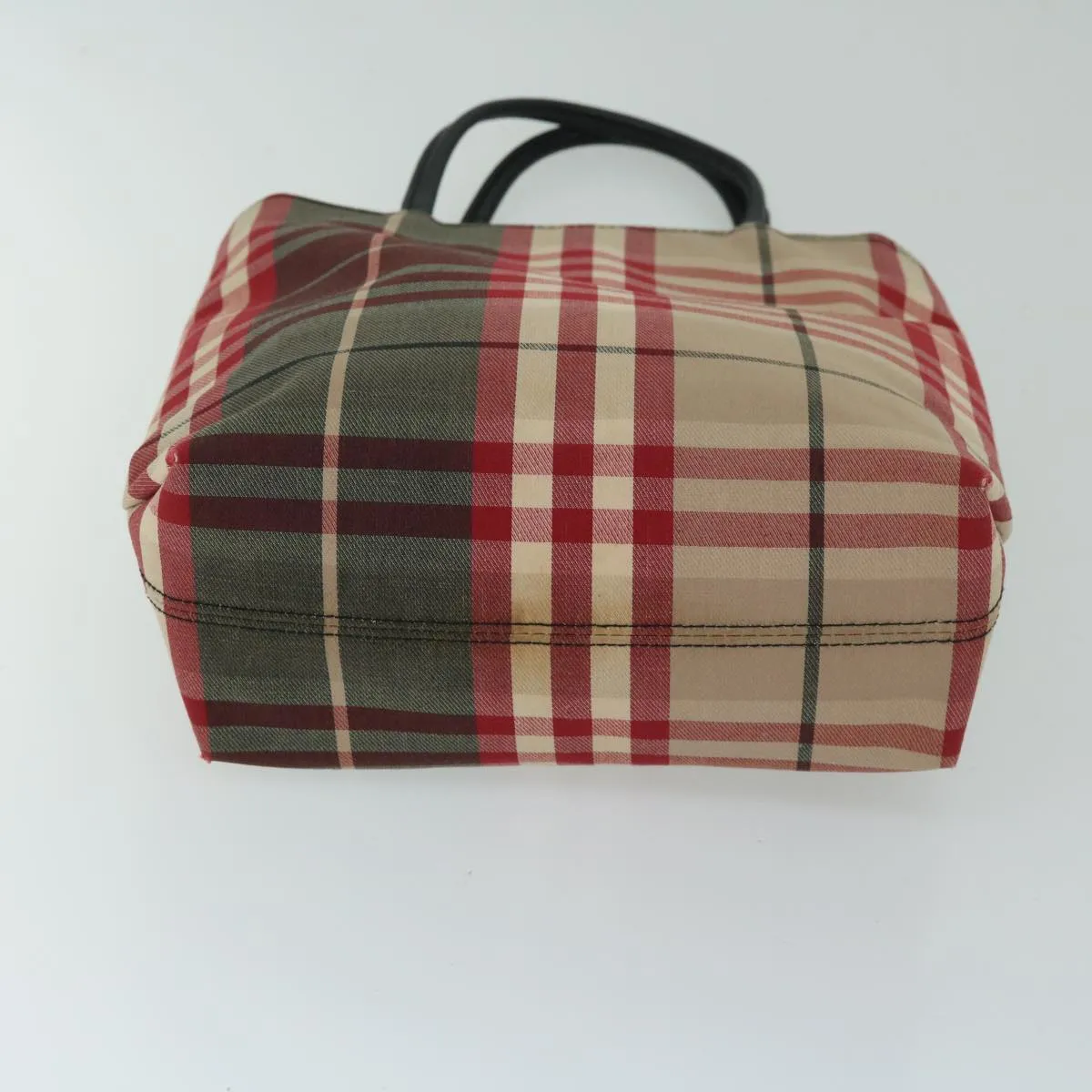 BURBERRY Nova Check Hand Bag Canvas Red  yb523