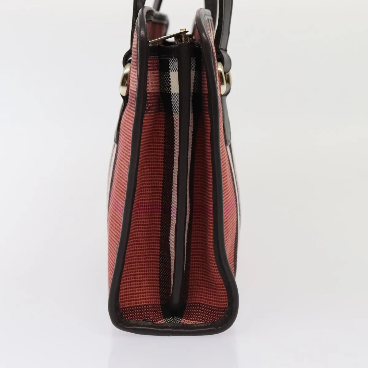 BURBERRY Nova Check Hand Bag Canvas Red  yb683