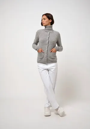 Cardigan Col Rond Caron - Nuage Chiné - 100% Cachemire 2 Fils - Femme