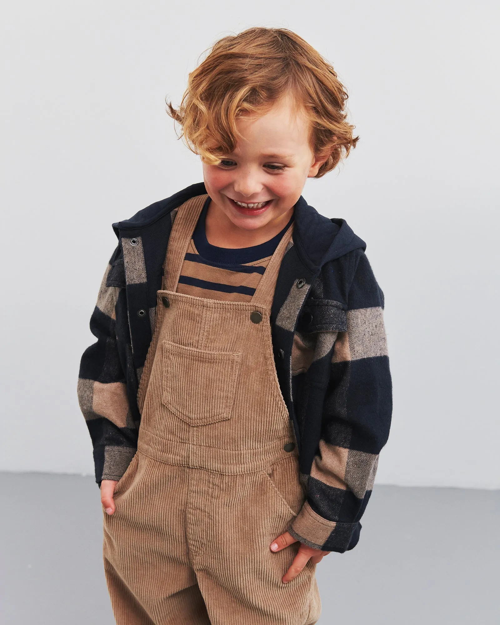 Corduroy Overalls - Kids - Dark Beige