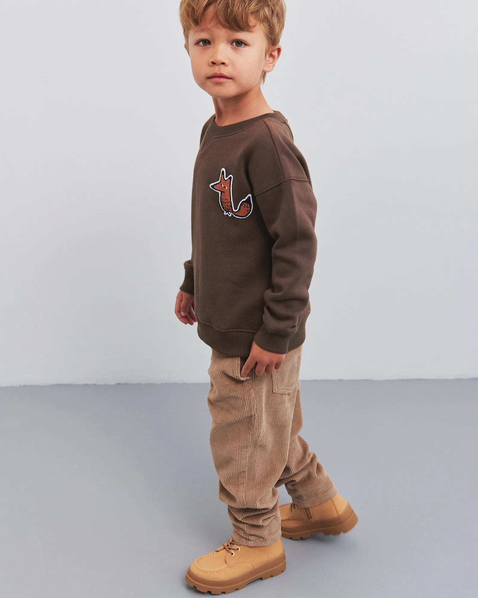 Corduroy Trousers Relaxed - Kids - Dark Beige