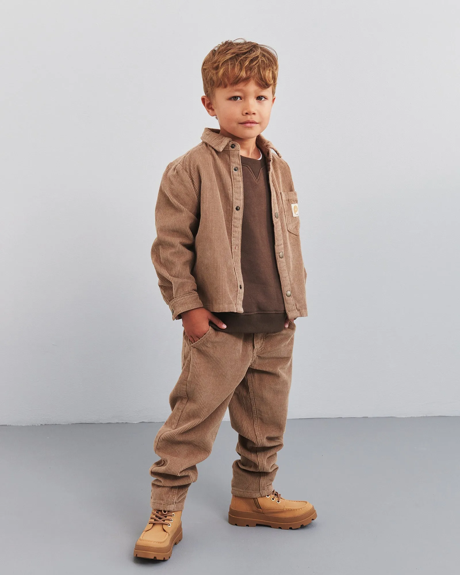 Corduroy Trousers Relaxed - Kids - Dark Beige