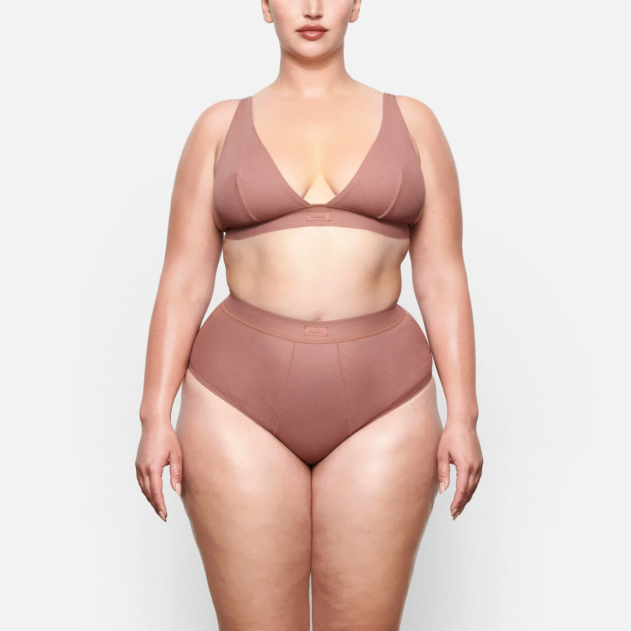 COTTON PLUNGE BRALETTE | ROSE CLAY