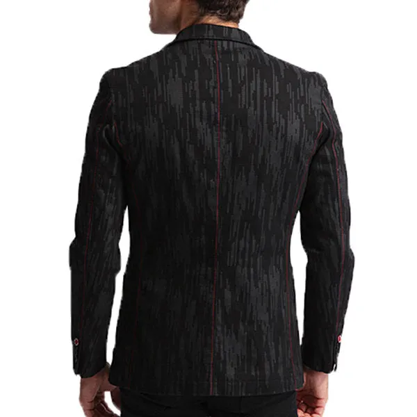 Cotton Printing Blazers for Men Black Casual Business Suits