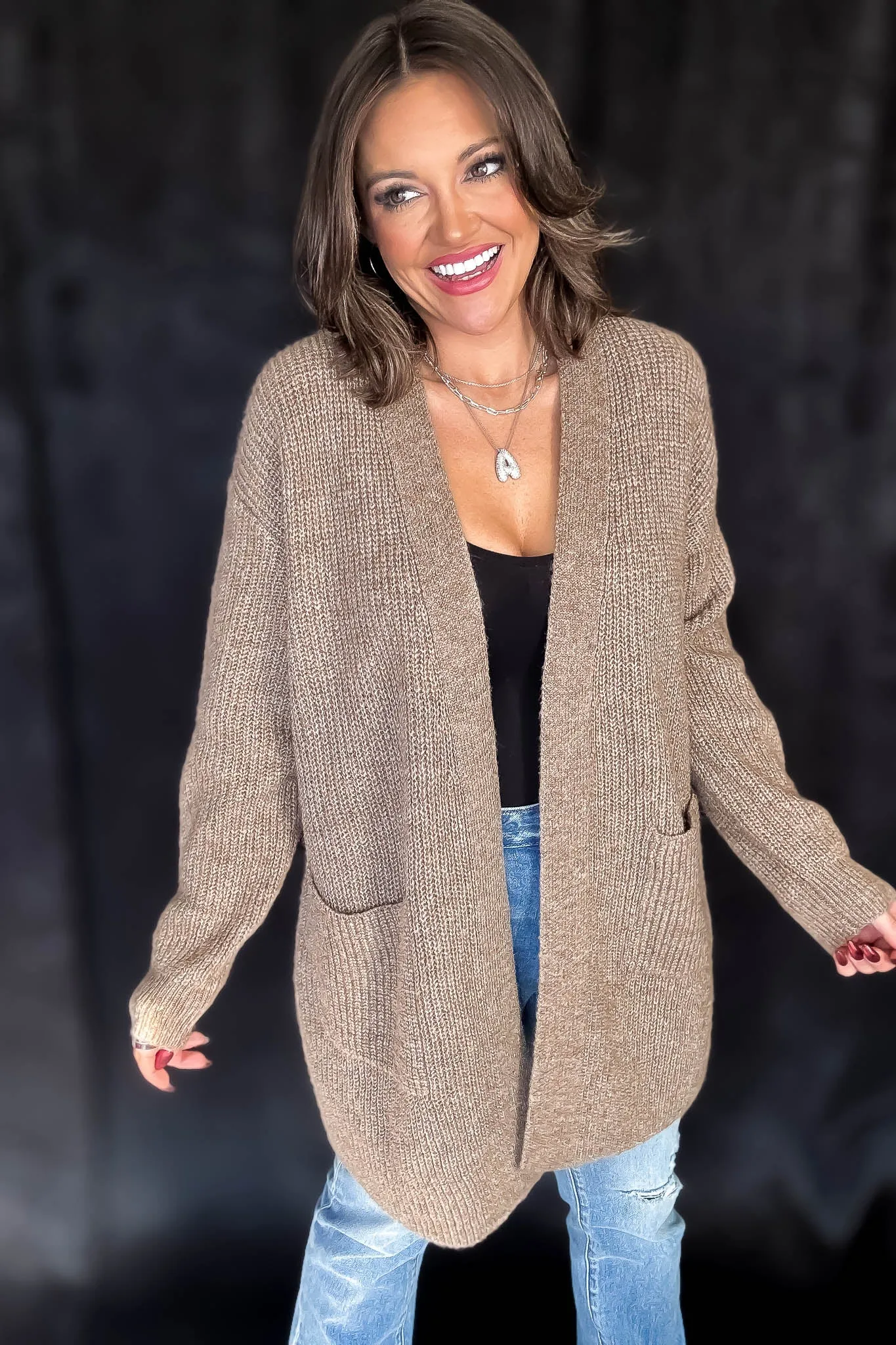 Cozy Mocha Open Front Cardigan