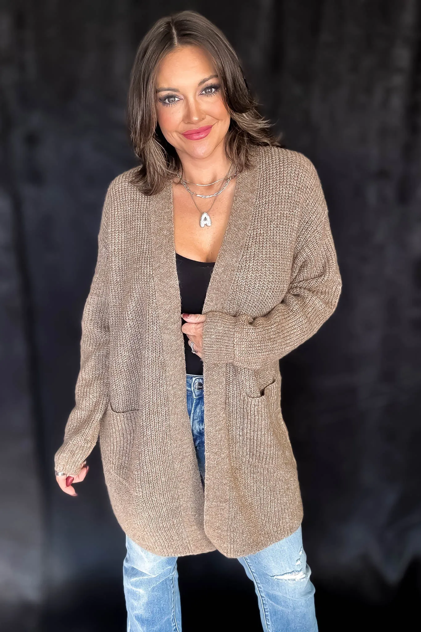 Cozy Mocha Open Front Cardigan