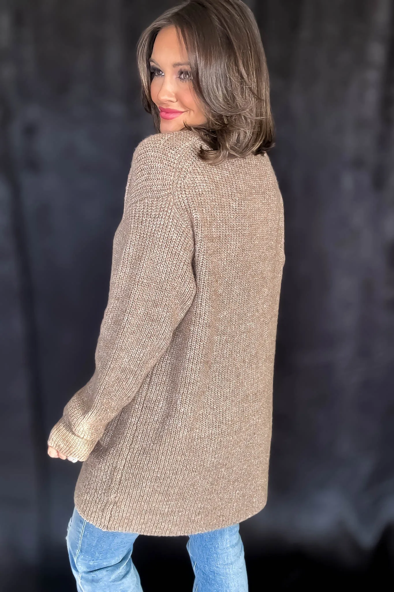 Cozy Mocha Open Front Cardigan