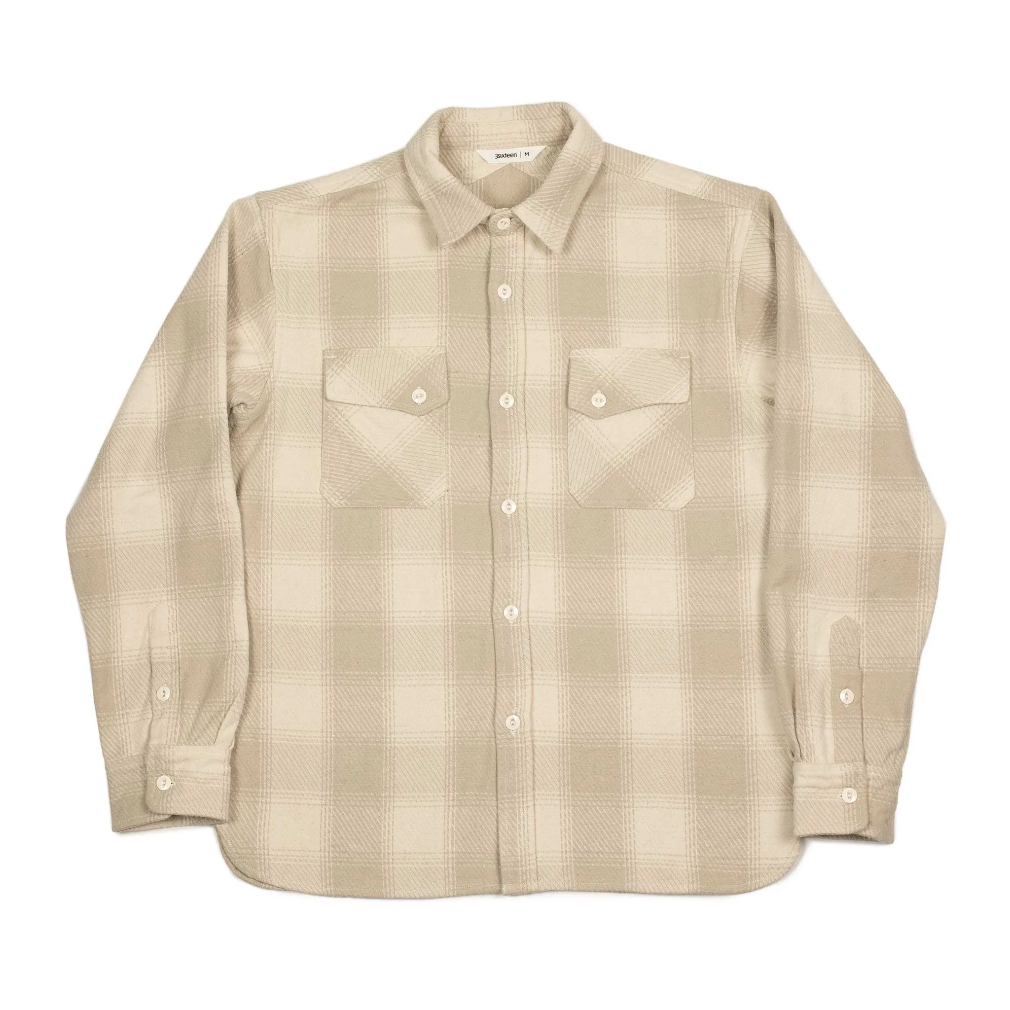 Crosscut flannel shirt in Alabaster check cotton