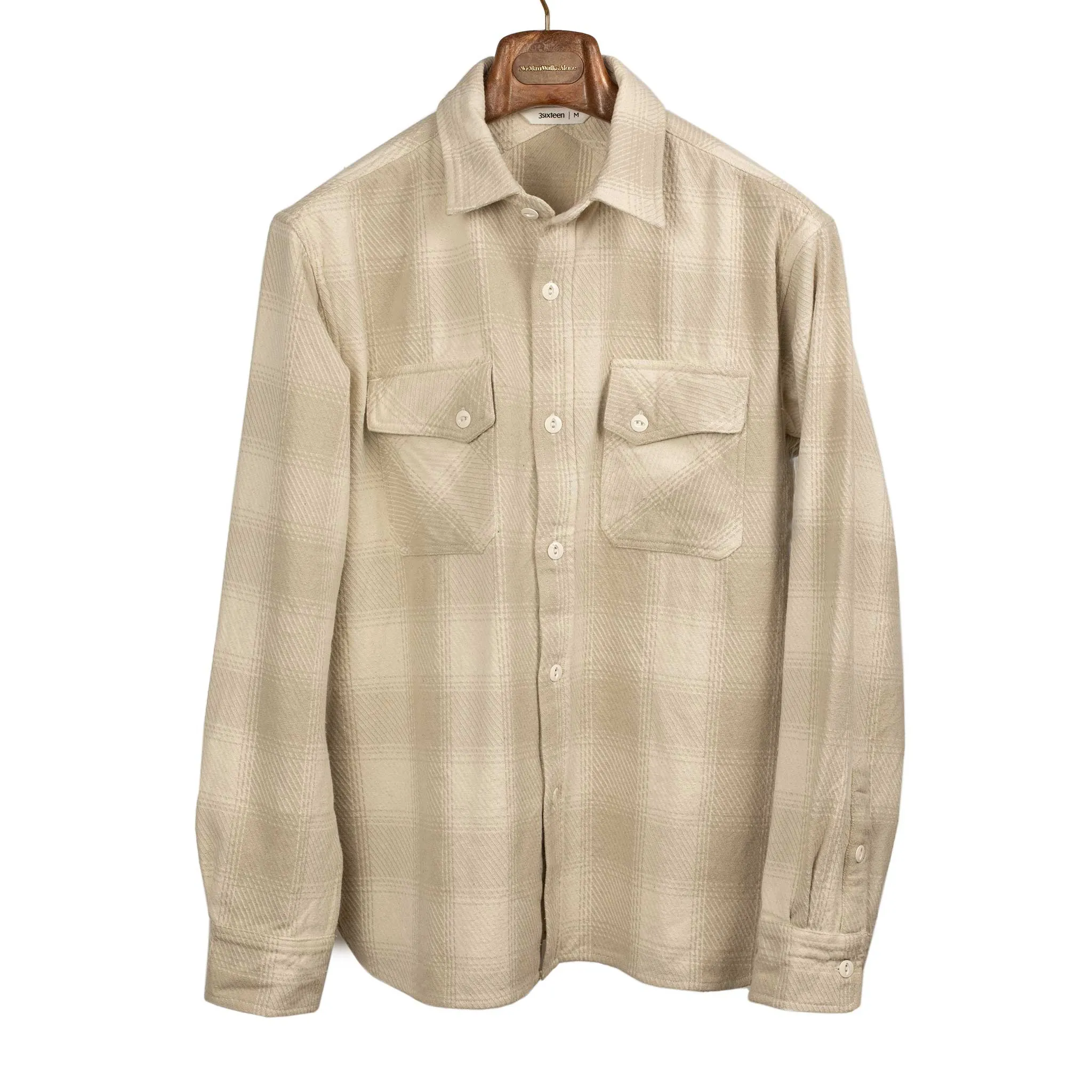 Crosscut flannel shirt in Alabaster check cotton