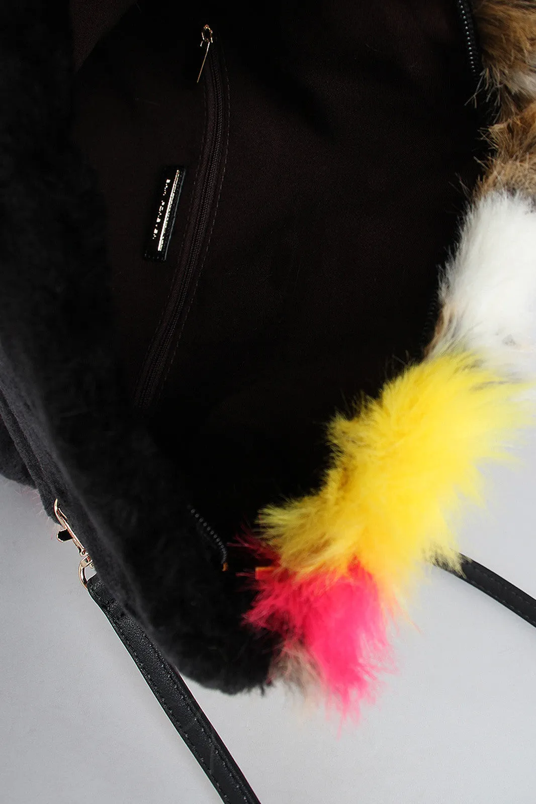 Faux Real Colorful Fur Fold Over Bag