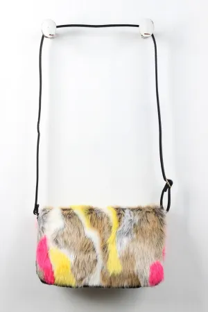 Faux Real Colorful Fur Fold Over Bag