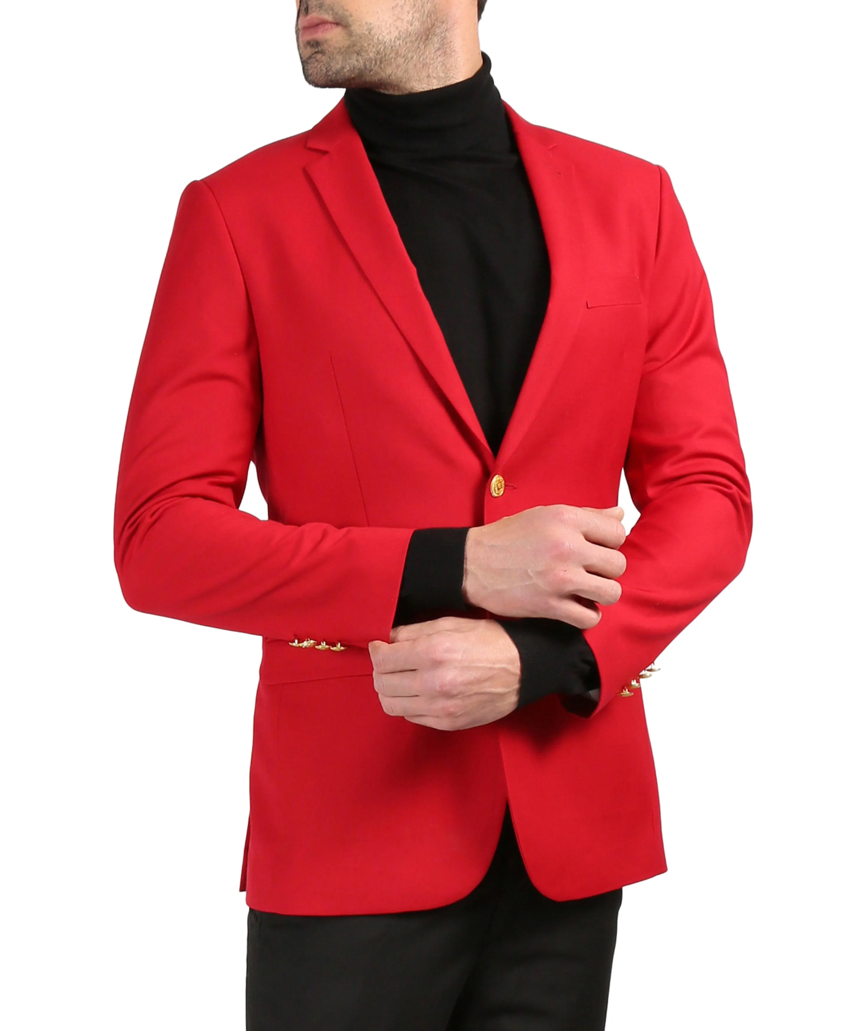 Ferrecci Red Two Gold Button Slim Fit Blazer