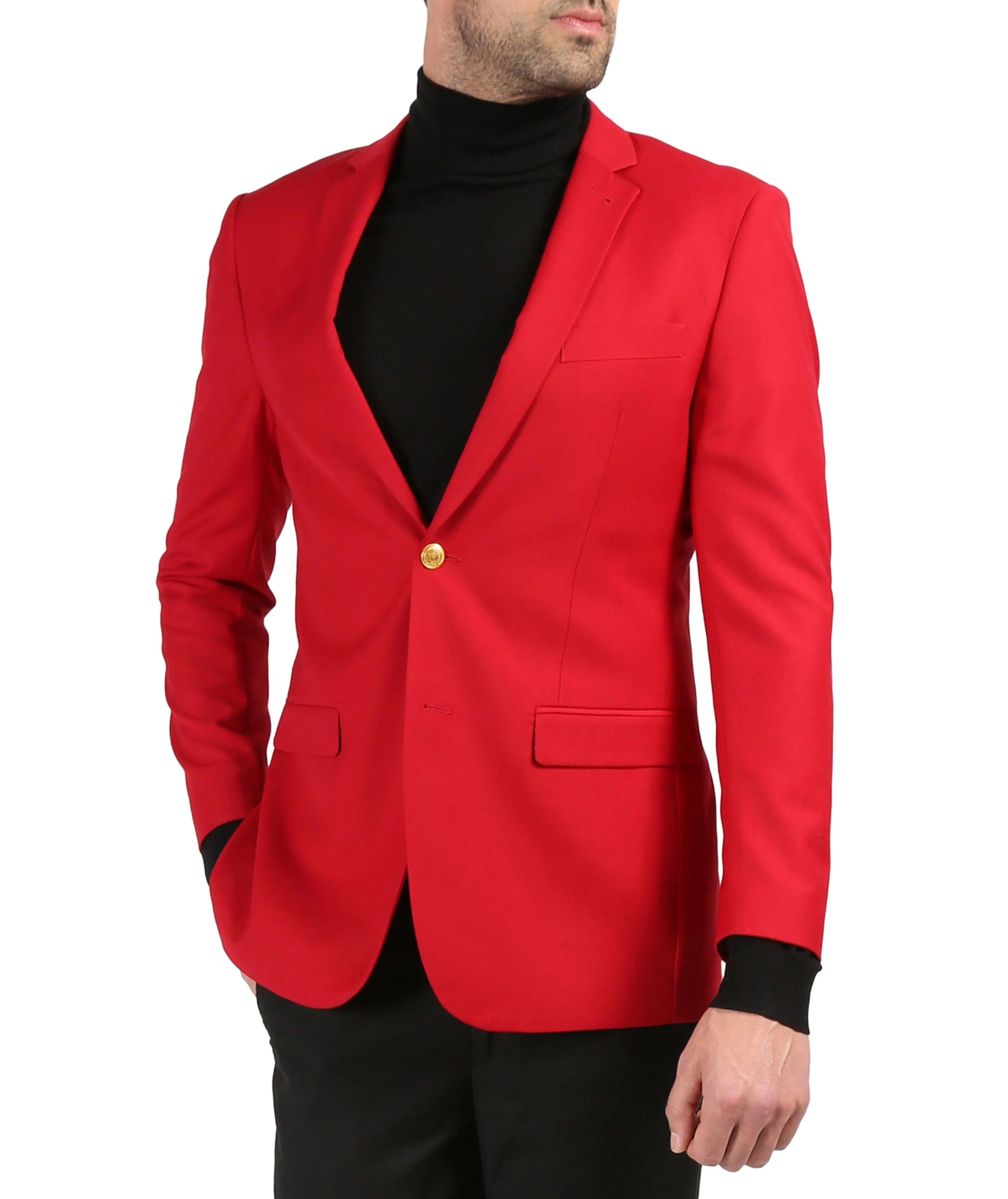 Ferrecci Red Two Gold Button Slim Fit Blazer