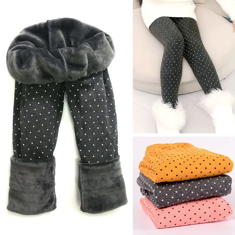 Girls Thermal Leggings - Pink Dot