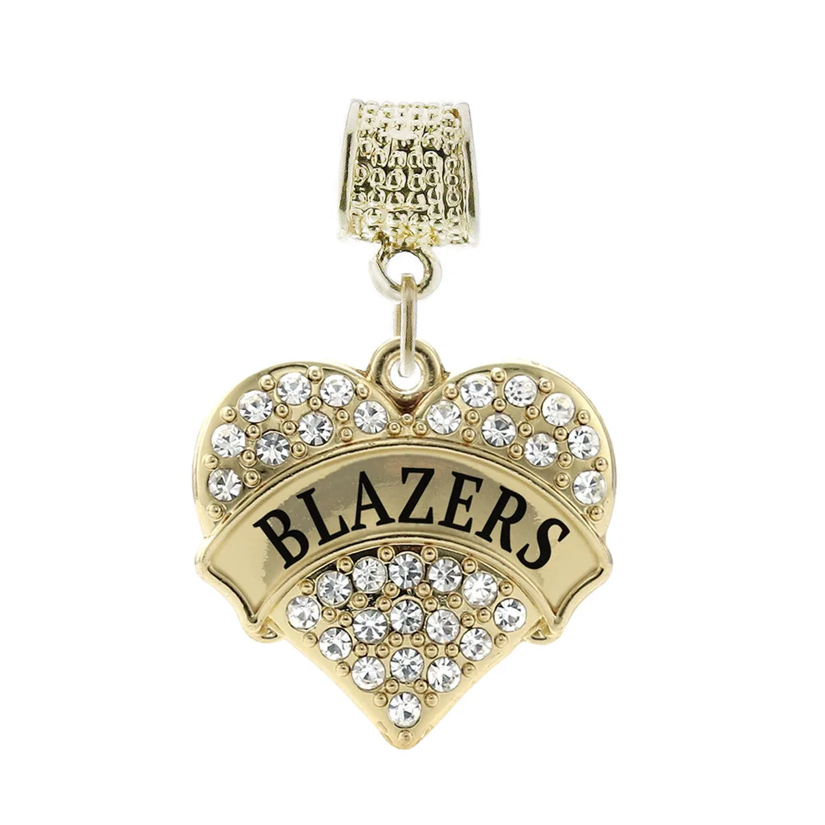 Gold Blazers Pave Heart Memory Charm