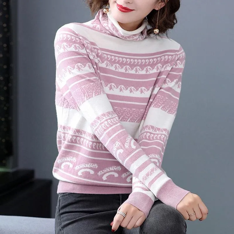 Gorgeous 98% Pure Woolen Women's Sweater - Thick Turtleneck Vintage Ugly Sweaters - Fashion Loose Knit Tops (D23)(D20)(TB8C)(TP4)(BCD4)