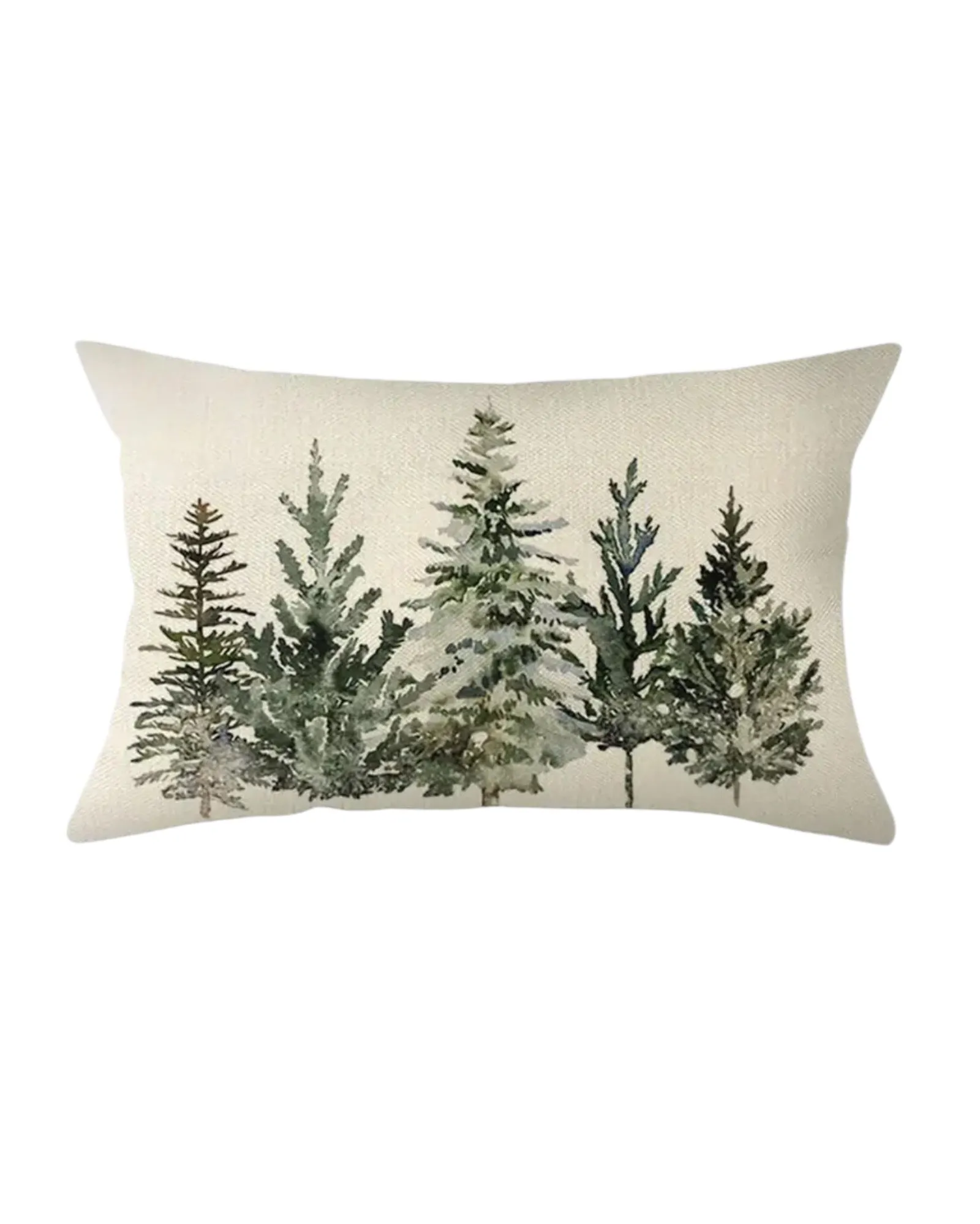 Green And Cream Christmas Tree Cushion Cover - 50cm x 30cm