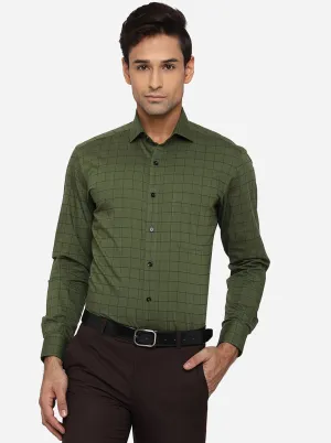 Green Checked Slim Fit Formal Shirt | Greenfibre