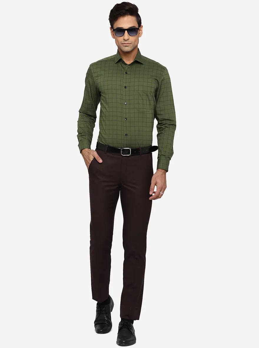 Green Checked Slim Fit Formal Shirt | Greenfibre