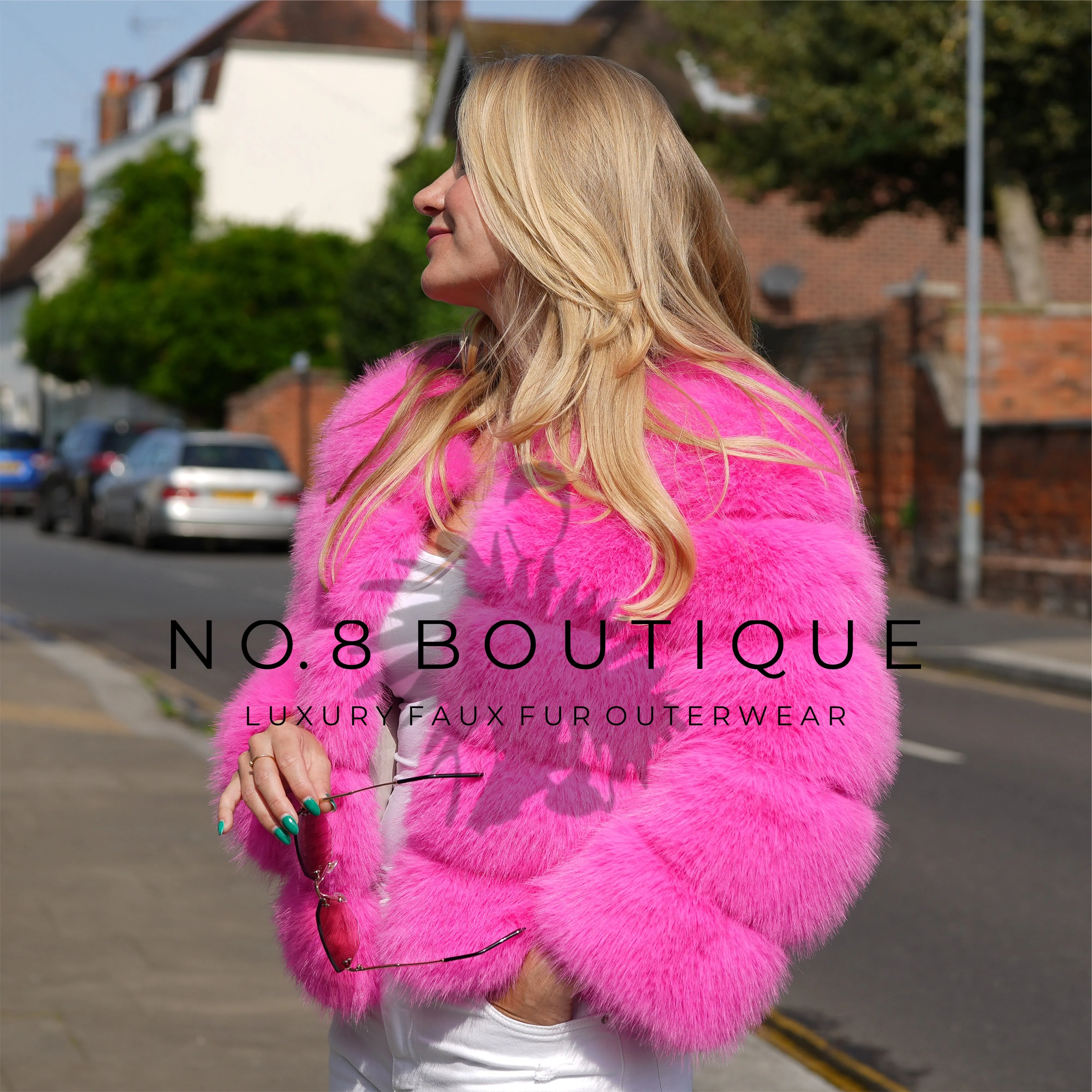 Hot Pink Classic 5 Row Faux Fur Jacket